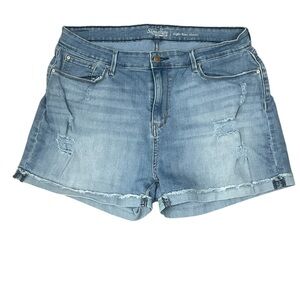 Levi Signature Strauss high-rise distressed denim Shorts size 18